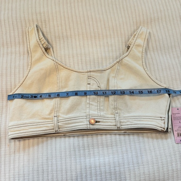 Wild Fable NWT Women's Cream Denim Cropped Tank Top Side Zipper Size L, XL & XXL - Picture 8 of 10